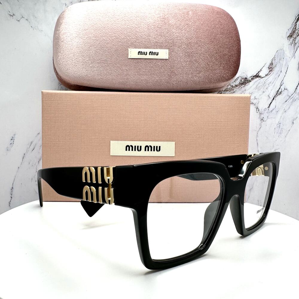 MIU MIU Womens Eyeglasses Black Square Full Rim frames 52-19mm Rx-able Womens - Picture 2 of 16